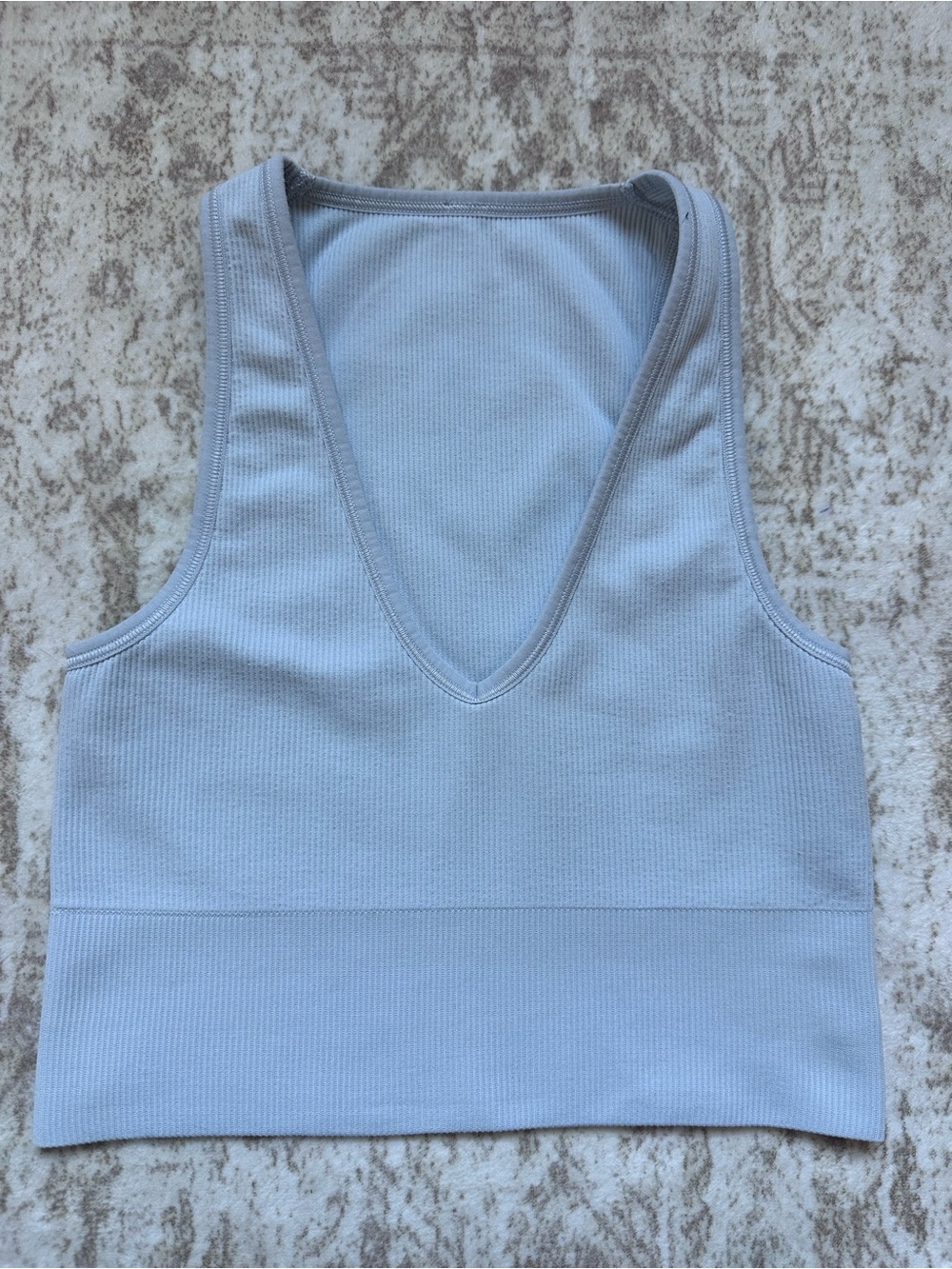 Athleta Sleeveless V-Neck Ribbed Tank Top - Light Blue